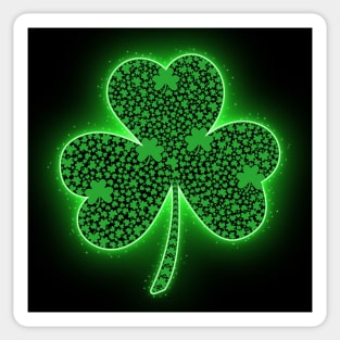 Clover Leaf Made Of Clover Leaves With Glowing Background Sticker